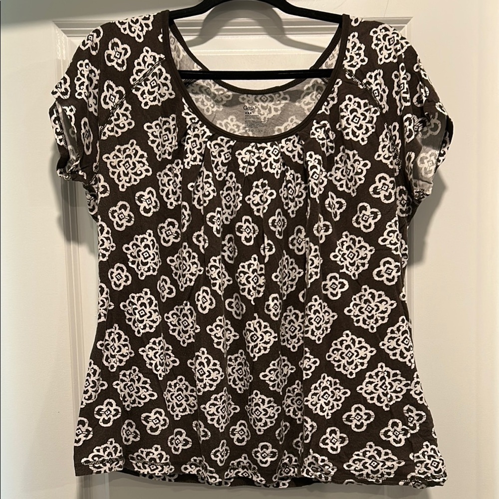 GAP Black and White Floral Blouse